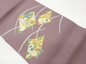 塩瀬金彩菱に花菱・芝模様名古屋帯